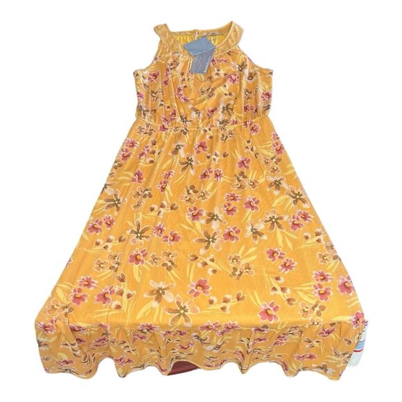 Daniel Rainn Mezzie Halter Neck Dress~Size XS~Yellow Floral Midi~NWT ~ L1 07 - Picture 7 of 12